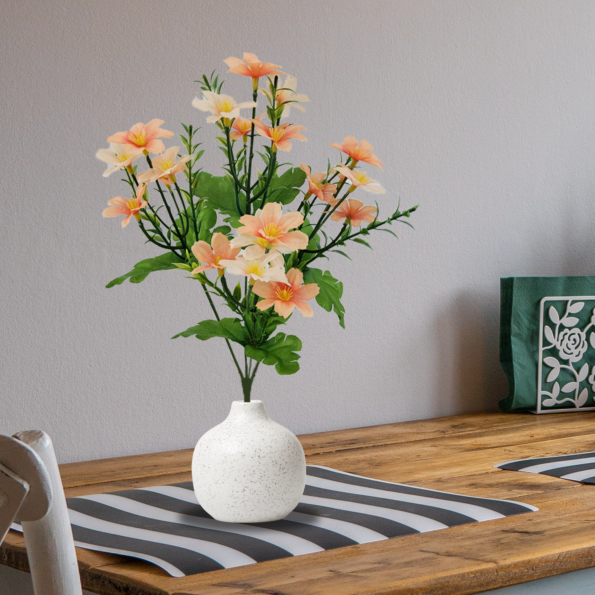 Mainstays 14.5in Indoor Artificial Wildflower Pick, Peach Color.