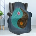 thumbnail image 4 of Yoga Soft Flannel Fleece Throw Blanket, Yin Yang with Flowers Peace Balance Earth Opposite Contrary Forces Art, Cozy Plush for Indoor and Outdoor Use, 50" x 70", Slate Blue Turquoise, by Ambesonne, 4 of 5