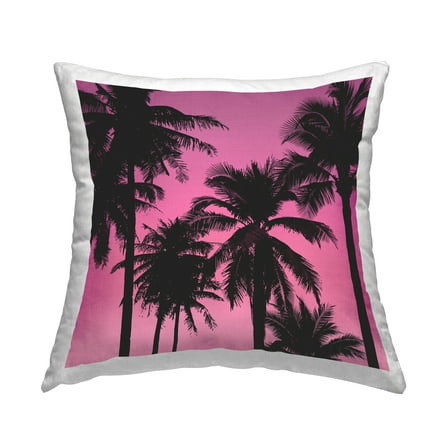 Stupell Industries Palm Trees on Pink Decorative Printed Throw Pillow, 18 x 18