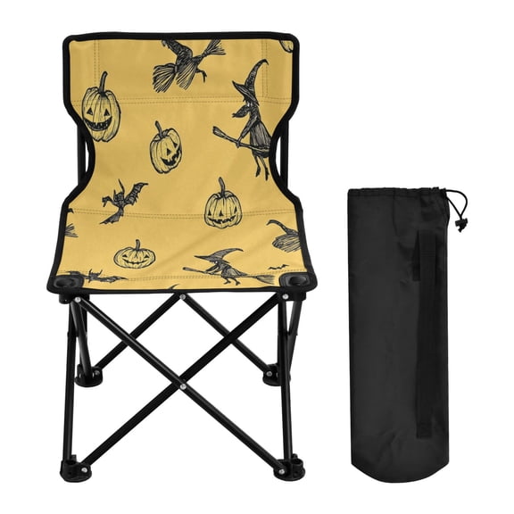 600D Oxford Camping Chair Portable Foldable Chair Supports 220 lbs for Picnic, Fishing, Backpacking Hand-drawn Halloween Pattern