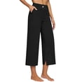 thumbnail image 3 of FENGGHAO Women's Casual Pants Front Style Back Elastic Waist Wide Leg Crop Pants Loose Fit 7/8 Length Trousers For & Daily Wear, 3 of 6