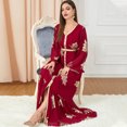 thumbnail image 2 of FYMNSI Womens Ethnic Printed Abaya Evening Dress Long Sleeve V-neck Eid Dress Moroccan Kaftan Muslim Maxi Dress L Red, 2 of 5