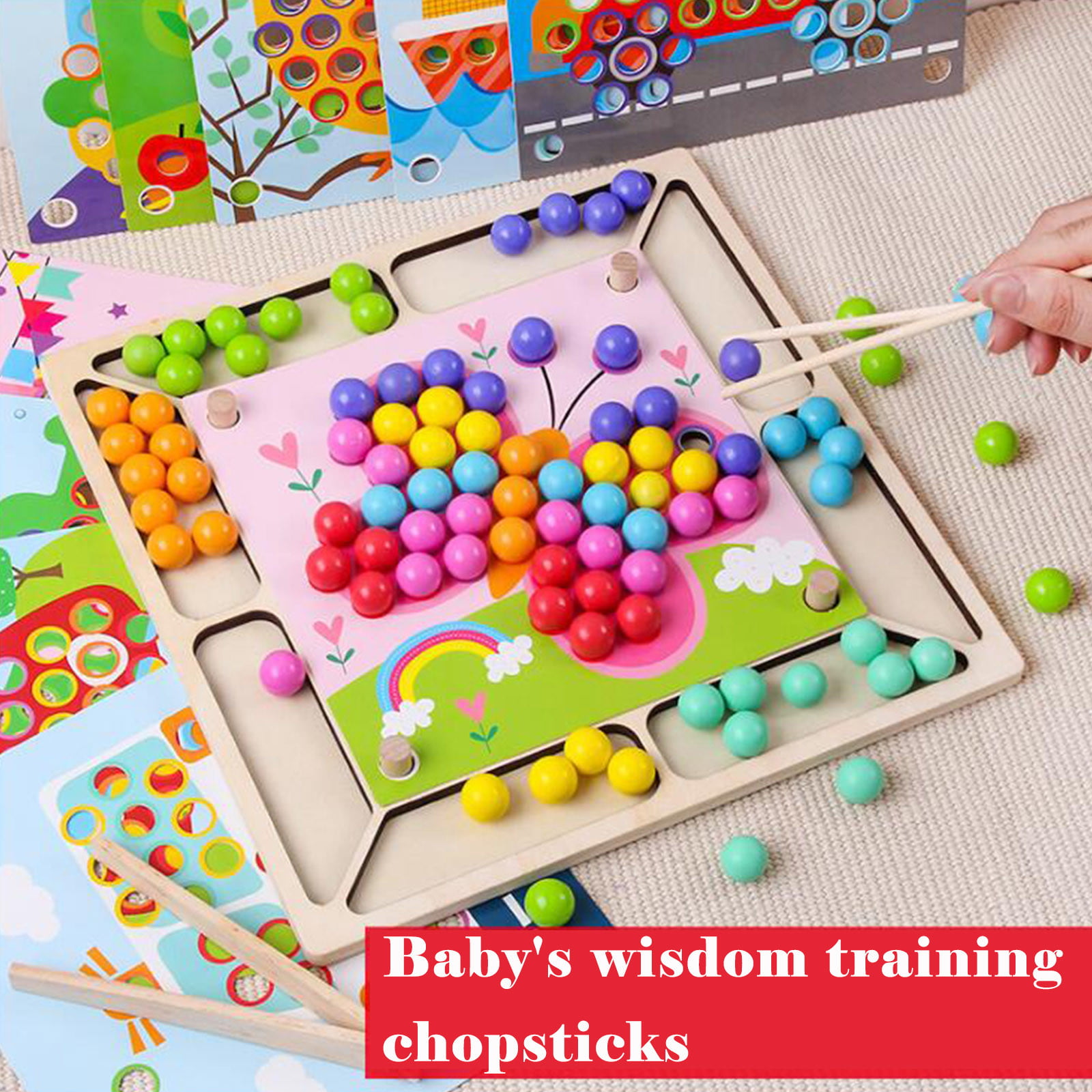 Hölzerne Go-Spiele Set Dots Bead Brettspiele Toy Rainbow Beads Puzzle Clip K4I3 