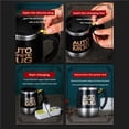 thumbnail image 3 of Taza De Mezcla De Café Automática Taza De Café Autoagitadora Negra Recargable Taza De Acero Inoxidable De Mezcla Automática Para Revolver Mezclar Office School Methold HA015328-00, 3 of 7