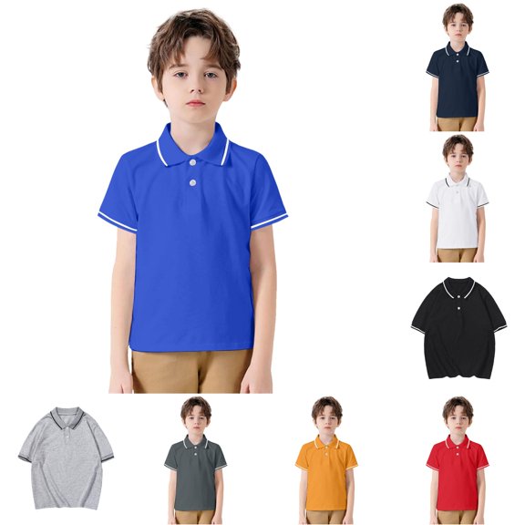 Toddler Boys Girls Short Sleeve Casual Solid Gentleman Tops Holiday Shirts T Shirt Kids Loose Fit Basic Tees