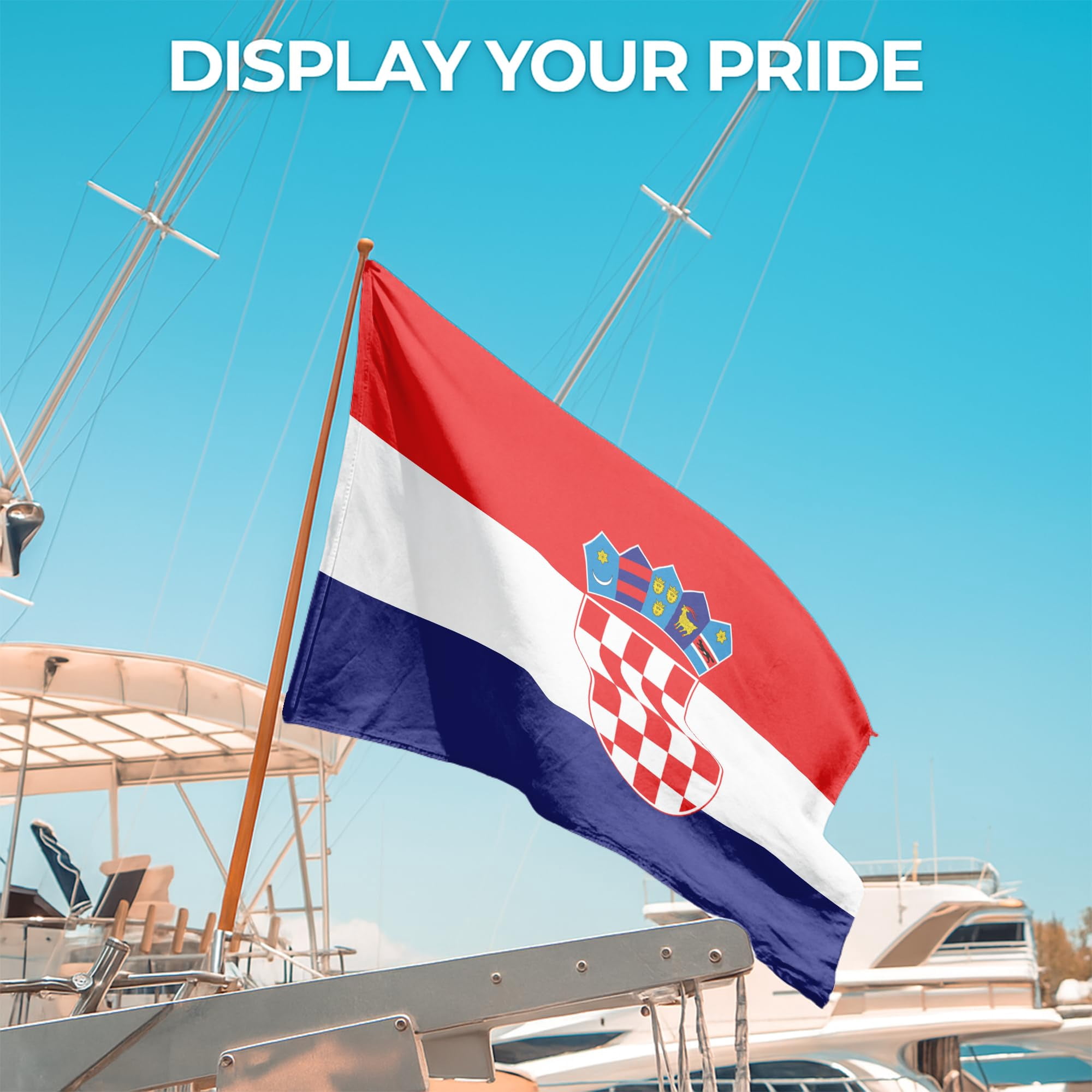 Croatia Outdoor Flag (1x1.5ft) by DreamController - Durable, Fade-Resistant Polyester, Double-Stitched, Brass Grommets - HD Printed Southern Europe Flag - Made in USA