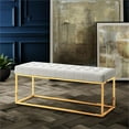 thumbnail image 2 of Posh Living Foster Faux Leather Bench in White/Gold, 2 of 8
