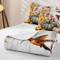 thumbnail image 4 of Manfei Harvest Season Hummingbird Quilt Full,Farmhouse Pumpkin Full Bedspread Sets,3-Piece,1 Coverlet and 2 Pillowcases, 4 of 7