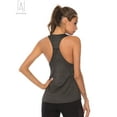 thumbnail image 3 of Gustave Women's Workout Yoga Tank Tops Quick Drying Racerback Tanks Fitness Running Athletic Loose Vest Solid Casual Sleeveless T-Shirts Activewear (Gray, S), 3 of 7
