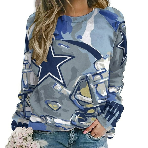 Football Cowboys Women Casual Long Sleeve Hoodie Streetwear Pullovers Top Female Clothing