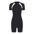 thumbnail image 3 of Zaldita Womens One Piece Short Sleeve Beach Swimming Surfing Jumpsuit Athletic Swimwear Bodysuit Black White XXL, 3 of 7