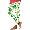 thumbnail image 3 of lcziwo Women's St Patrick's Day Leggings Novelty Shamrock Print High Waist Yoga Pants Slim Fit Stretchy Workout Tights Holiday Bottom Trousers Multicolor M, Lightning Sales Today, 3 of 7