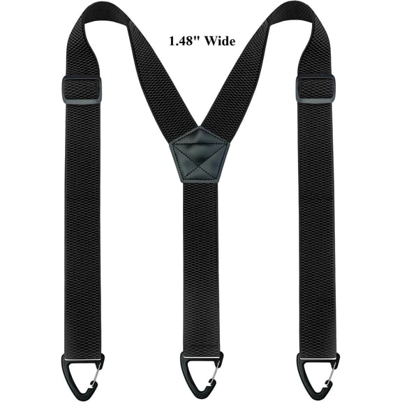 Black Hidden Suspenders for Men Under Clothes with 3 Snap Loop (1.48" Wide)
