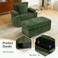 thumbnail image 5 of Oversized Chenille Chair with Ottoman , USB Charging - Convertible Sofa Bed with Cup Holders, Storage Armrests for Living Room, Bedroom, Apartment,Beige, 5 of 11