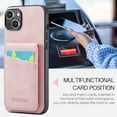 thumbnail image 6 of Allytechgroup Retro Wallet Case for Apple iPhone 13, RFID Blocking Cards Holder Kickstand Bumper Shockproof Anti-Scratch Premium PU Leather TPU Back Cover for Women Men, Pink, 6 of 8
