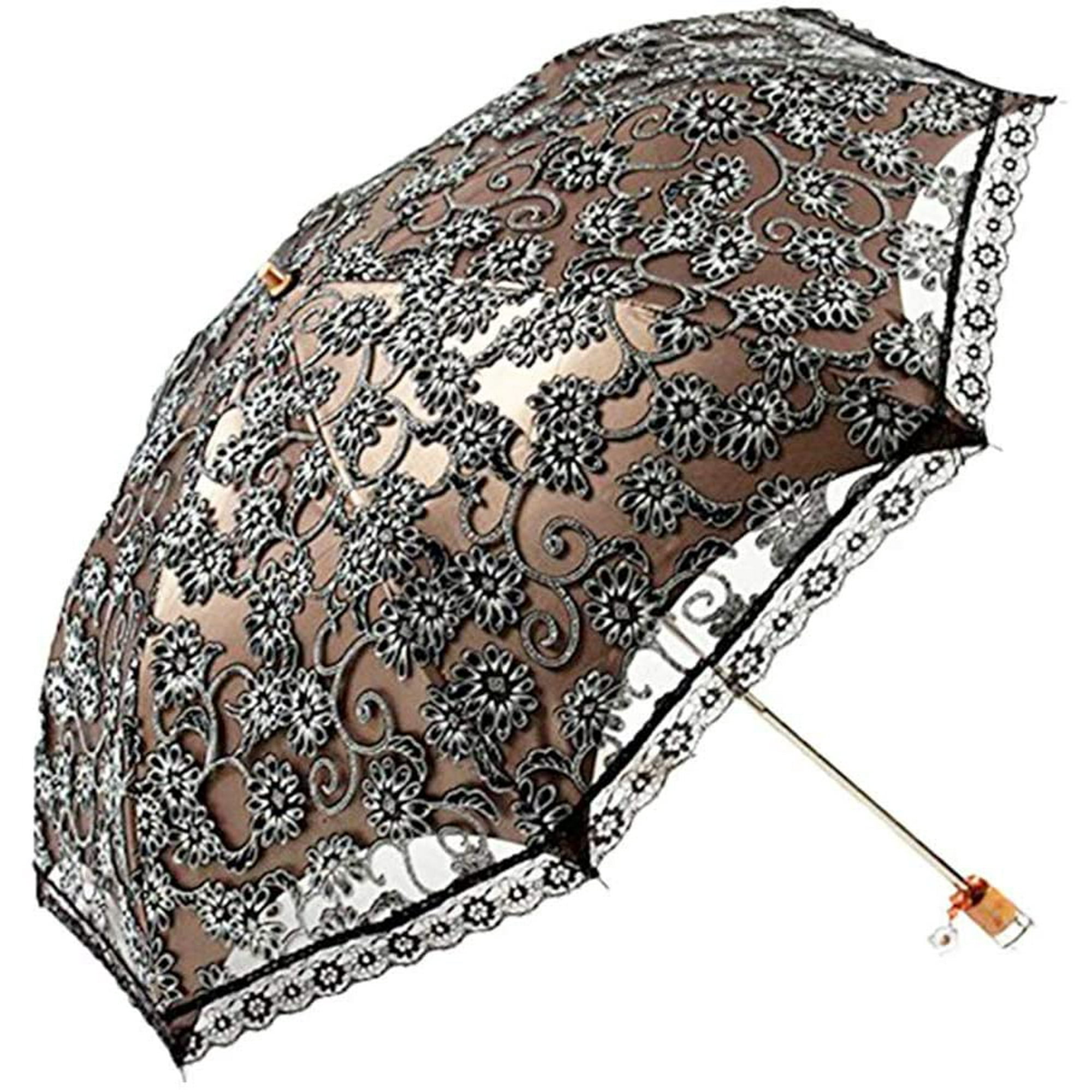Orgrimmar Ladies Lace Parasol Umbrella Anti UV Protection Sun Shade Lightweight and Portable Folding Umbrella Black Walmart