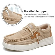 Apakowa Kids Boys Girls Slip-On Casual Loafers Walking Shoes Comfortable & Lightweight (Color : Beige, Size : 5 Big Kid)