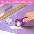 thumbnail image 2 of Rotary Fabric Cutter and Mat Set,  Self Healing Sewing Mats Shirt Cutter 45mm Rotary Cutting Wheel with Fabric Tool Blades for Cloth Crafts Quilting Scrapbooking Hobby (A4 9" x 12" Purple), 2 of 7