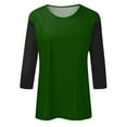 thumbnail image 4 of Basic T Shirts for Women Women's Fashion Casual Loose Regular 3/4 Sleeve Colored Round Neck Top, 4 of 5