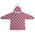thumbnail image 7 of Pink Brown Heart Checkered Pattern Blanket Hoodies for Kids 6-13YR Oversize Wearable Blanket Hoodies for Boys Girls Teens, 7 of 7