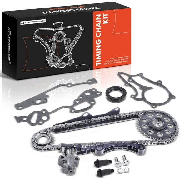 A-Premium Engine Timing Chain Kit W/Sprocket & Guide Rail [fits SOHC, 4Cyl 2.4L] Compatible with Toyota 4Runner 1985-1995, Celica 1985, Pickup 1985-1995, Replace# S600, C1196, 9-5133, 9-5132, 9-5100