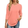 thumbnail image 2 of Fantaslook Womens Plus Size Tops 3/4 Sleeve Pleated Dressy Blouses Crew Neck Casual Tunic Tops Summer Shirts, 2 of 7