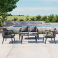 thumbnail image 2 of Outdoor Patio Furniture Sets, SEGMART 4 Pieces Outdoor Wicker Desk Patio Bistro Furniture Set with Seat Cushions & Tempered Glass Coffee, Conversation Set for Porch Poolside Backyard, Gray, 2 of 7