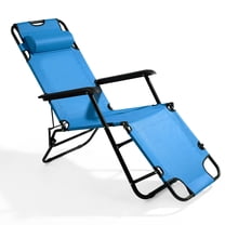 Zimtown 2-in-1 Folding Chaise Lounge Chair, Adjustable Foldable Tanning Chair with Pillow, Recliner Chair for Indoor Outdoor, Blue