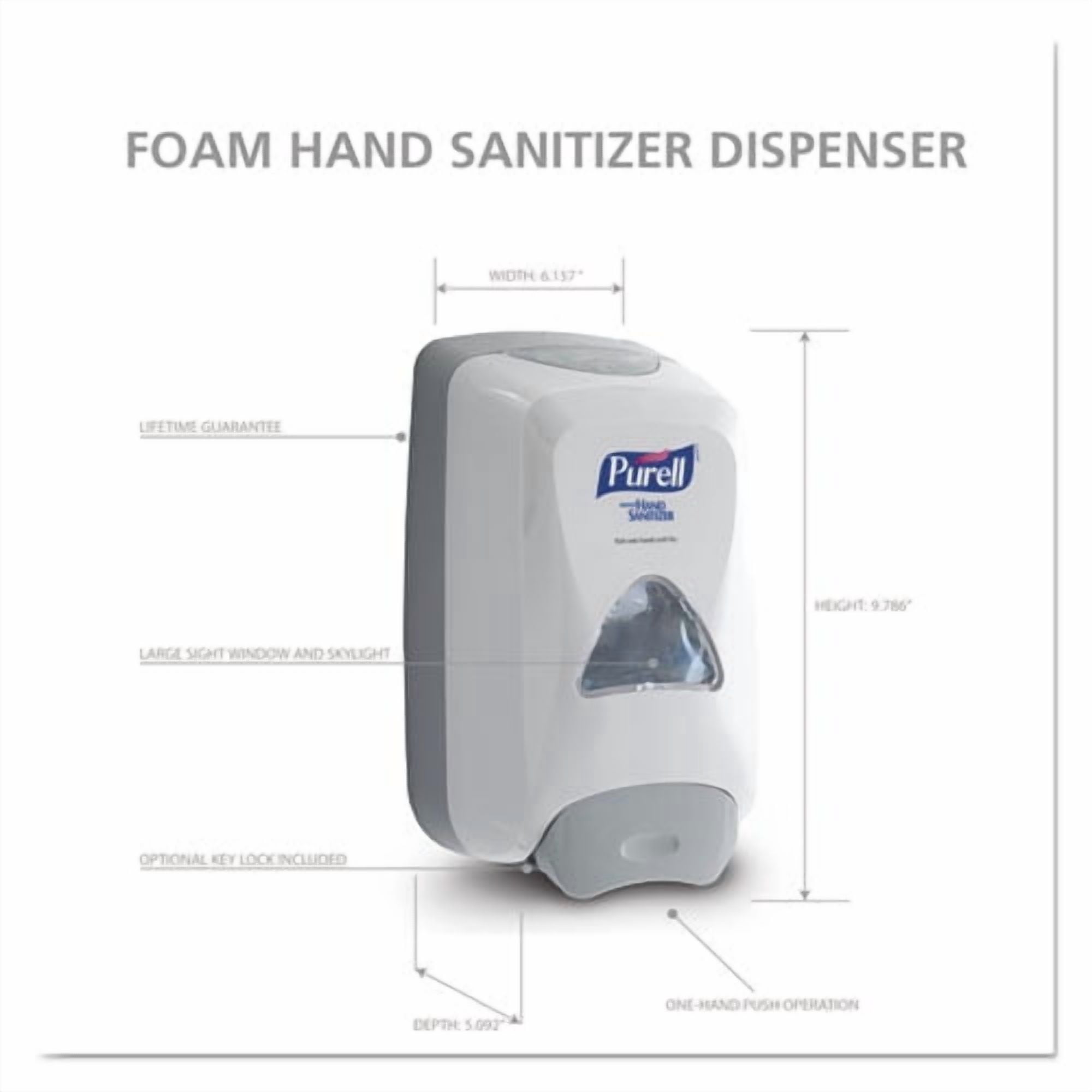 Fmx-12 Foam Hand Sanitizer Dispenser, 1,200 Ml Refill, 6.6 X 5.13 X 11, White | Bundle of 5 Each