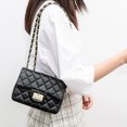 thumbnail image 3 of Women Quilted Purse Lattice Clutch Crossbody Shoulder Bag with Chain Strap Leather，Type B Rice White Gold Chain Large, 3 of 6