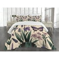 thumbnail image 2 of Ambesonne Lavender Quilted Bedspread Set 3 Pcs, Witchy Feels Modern Leaves, King Size, Peach Dark Purple Green, 2 of 4