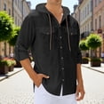 thumbnail image 5 of JAJAHO Mens Hooded T Shirt Long Sleeve Lightweight Linen Solid Color Pocket Beach Shirts Casual Drawstring Loose Fit Classic Tops, 5 of 6