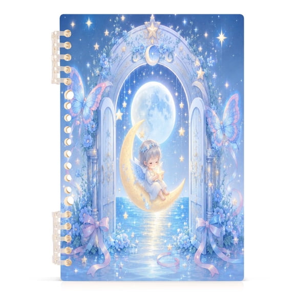 A5 Spiral Notebook 60 Sheets 80gsm Paper Ruled Journal Moonlit Archway Pattern