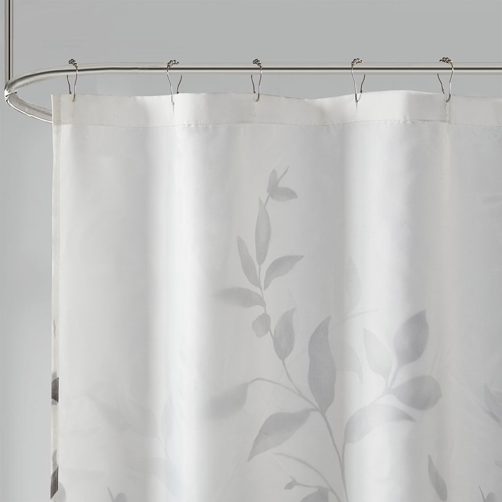MAYEERTY Burnout Printed Shower Curtain, Grey Floral Bathroom Shower Curtains