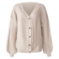 thumbnail image 3 of Pyhlmscde Women's Loose Long Sleeved V Neck Knitted Cardigan Jacket, Cardigan for Women, Womens Fall Tops, Women Sweaters, 3 of 6