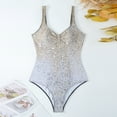 thumbnail image 5 of sovlvnd 50% Off Clear! Women Printed Suspender V-neck High Waist Conservative Bikini One-Piece Swimsuit Silver, L, 5 of 6