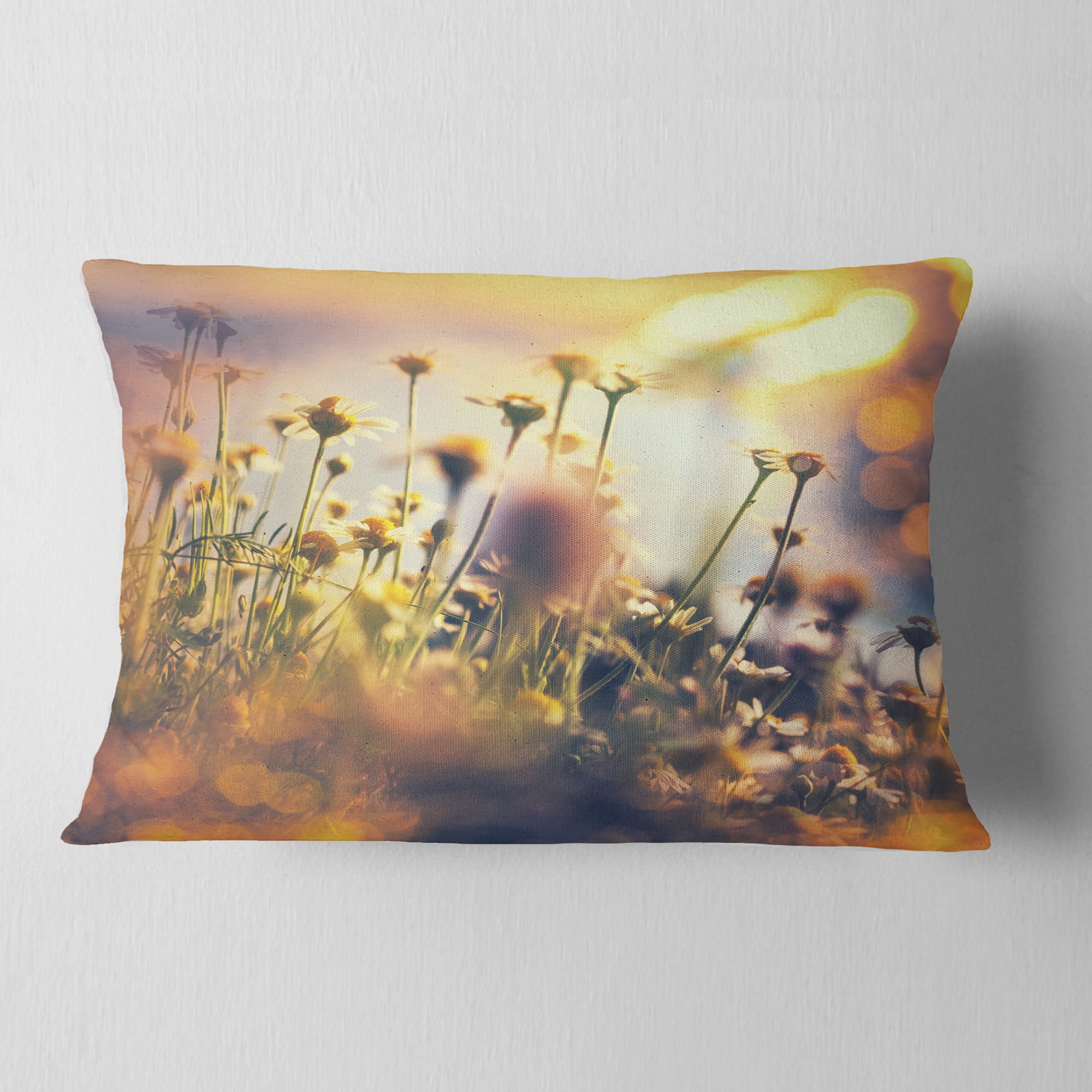 Designart 12" x 20" Yellow Polyester Throw Pillow