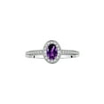 thumbnail image 4 of RYLOS Sterling Silver Halo Designer Set: Ring, Earring & Pendant Necklace. Gemstone & Diamonds, 6X4MM Amethyst February Birthstone; Size 5, 4 of 6