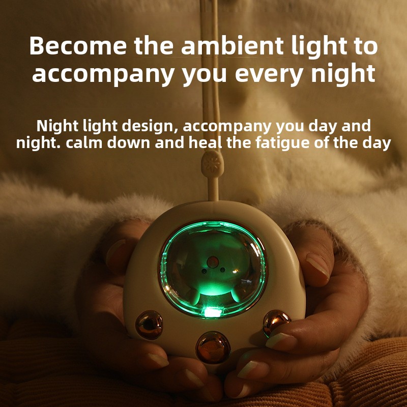 Portable USB rechargeable hand warmer, constant temperature at 55 ℃ , with ambient light, 2-speed temperature adjustment, continuous heating for 2 hours.