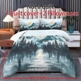 thumbnail image 6 of ZIATUBLES 3-Piece Twin Size Duvet Cover Set, Moonlit Pine Forest Printed Modern Bedding, Breathable Lightweight All-Season Duvet Cover with 2 Pillowcases, Easy Care Dorm Apartment Bed Linens, 6 of 8