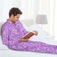 thumbnail image 6 of Sikiie Lilac Glittering Mens Pajama Set, Soft Warm Long Sleeve Sleepwear, Cozy Button-Down Pjs for Men-Medium, 6 of 7