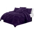 thumbnail image 6 of Chezmoi Collection Sydney 7-Piece Pintuck Comforter Set, Queen, Purple, 6 of 7