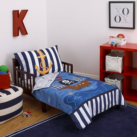 Little Tikes 4 Piece Pirates Toddler Bedding Set Blue Red Black