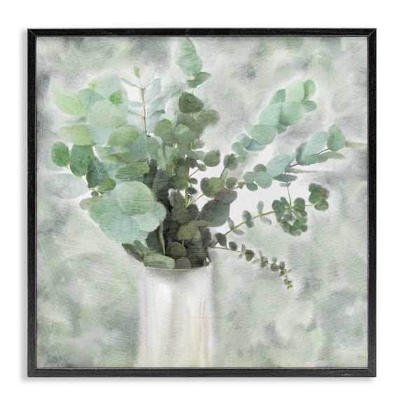 Stupell Industries Farmhouse Sage Green Painterly Eucalyptus Black Framed Giclee Art, 24 x 24, by Kim Allen