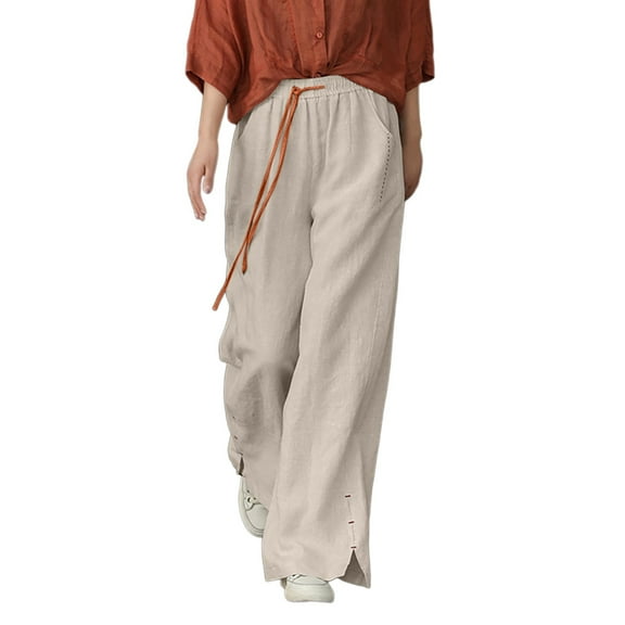 Sngxgn Women Solid High Elastich Pants Skinny Casual Trousers(Beige,XL)