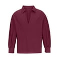 thumbnail image 4 of Dagegui Mens Medieval Vintage Shirts Cotton Linen Long Sleeve V Neck Shirt Solid Color Casual Tees Soft Comfy Daily Tops Wine XL, 4 of 6