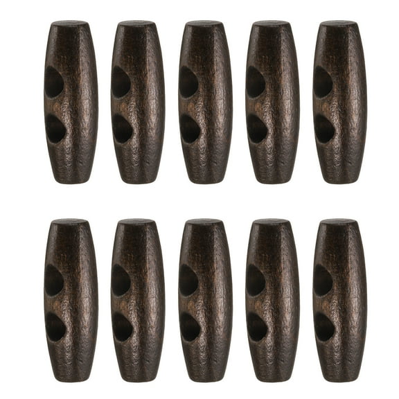 Uxcell 10pcs Wooden Toggle Buttons, Olive Wood Sewing Buttons, 30mm / 1.2-Inch Horn Oval 2-Hole Wood Buttons for Coat, Sweaters, Clothing, Dark Brown