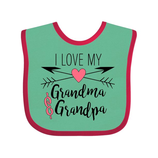 I Love my Grandma and Grandpa heart and arrows Baby Bib