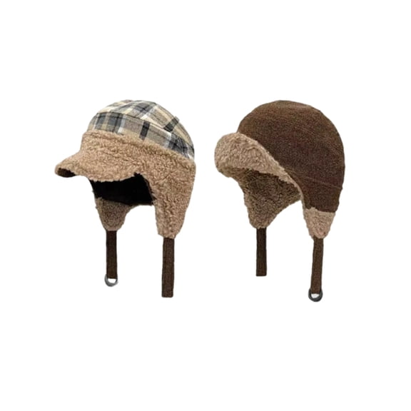 Trapper Hat Winter Hats for Women Men with Faux Fur Ear Flaps