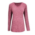 thumbnail image 6 of Womens Ribbed Knitted Fall Sweater, Long Sleeve Pullover for Women Fashion Loose Fit Solid Color Lace V Neck Sweaters, 6 of 6